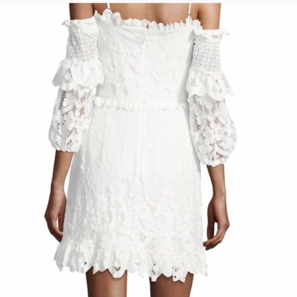 Parker Irma Lace Off the Shoulder Dress in White Size 8 - Picture 3 of 12